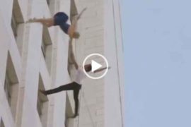 Вертикальный танец на здании. Невероятное видео.